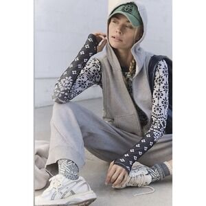 Free People Set Go Jumpsuit Women's M NEW Heather Gray Cotton Fleece Reg $168